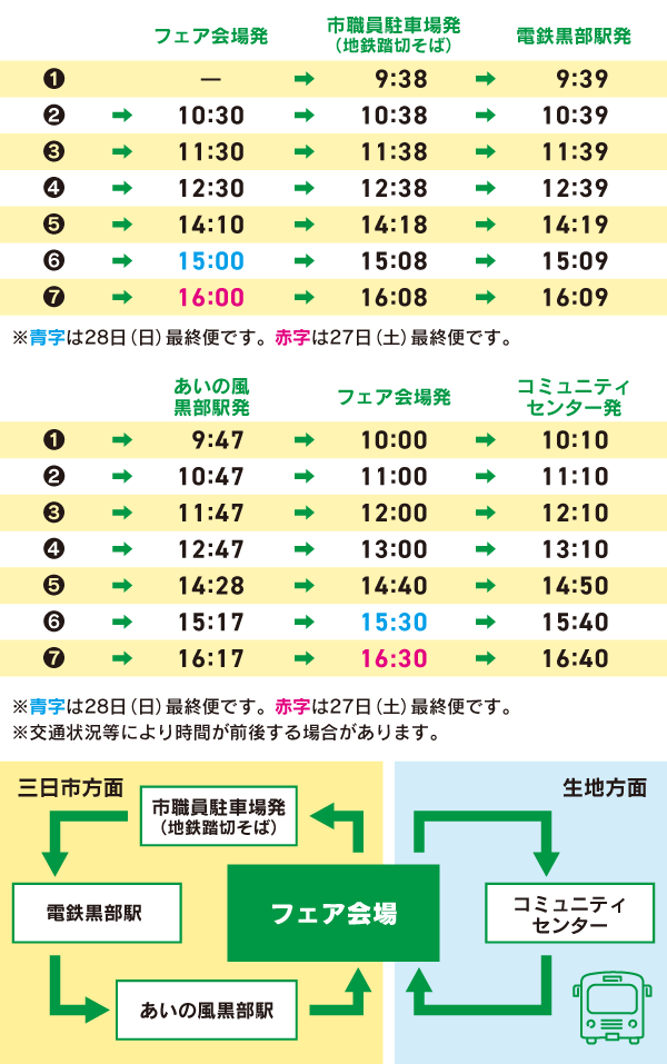 くろべフェア2024 無料シャトルバス